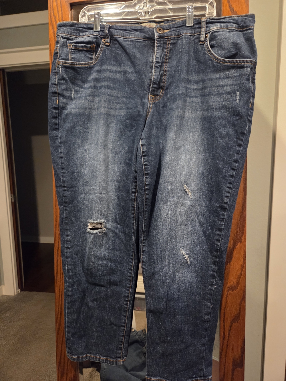 Faded Glory Women's Straight Leg Blue Distressed Jeans